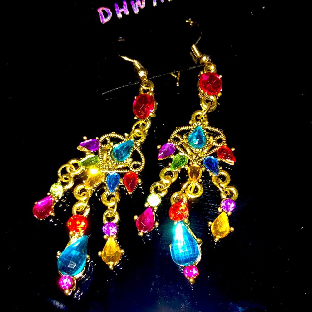 Multicolored light weight long earrings